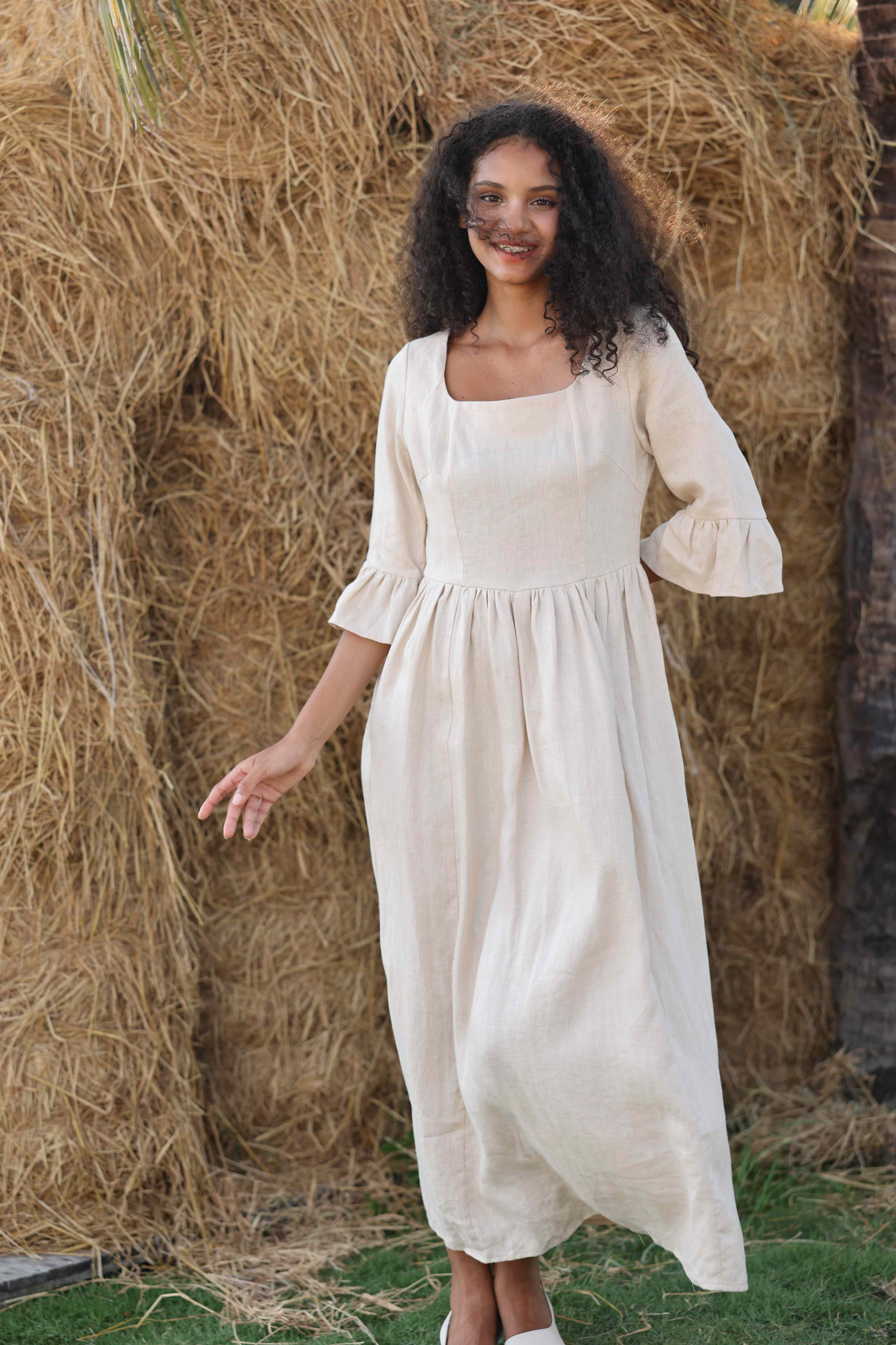 casual midi linen dress