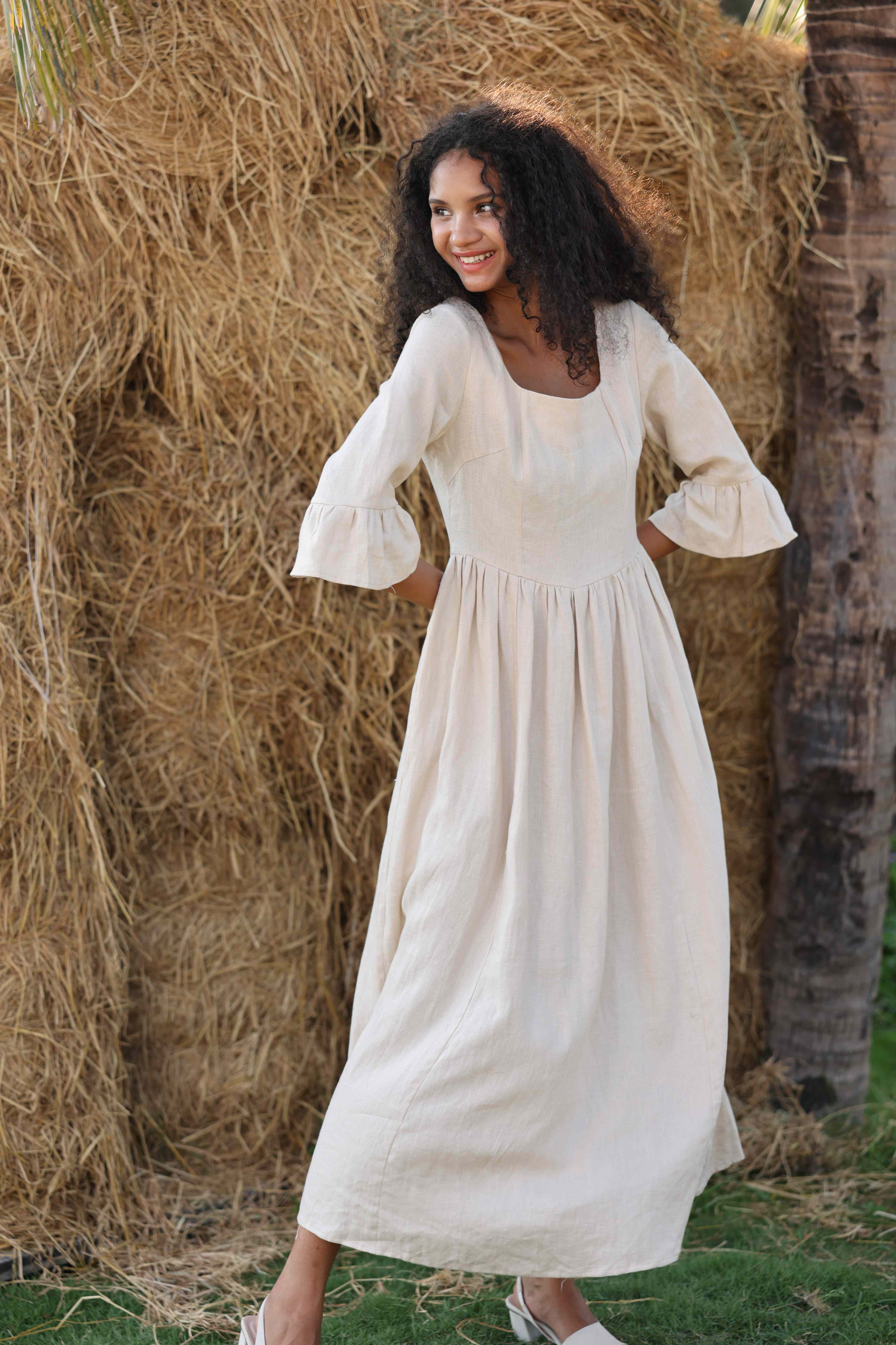 casual midi linen dress