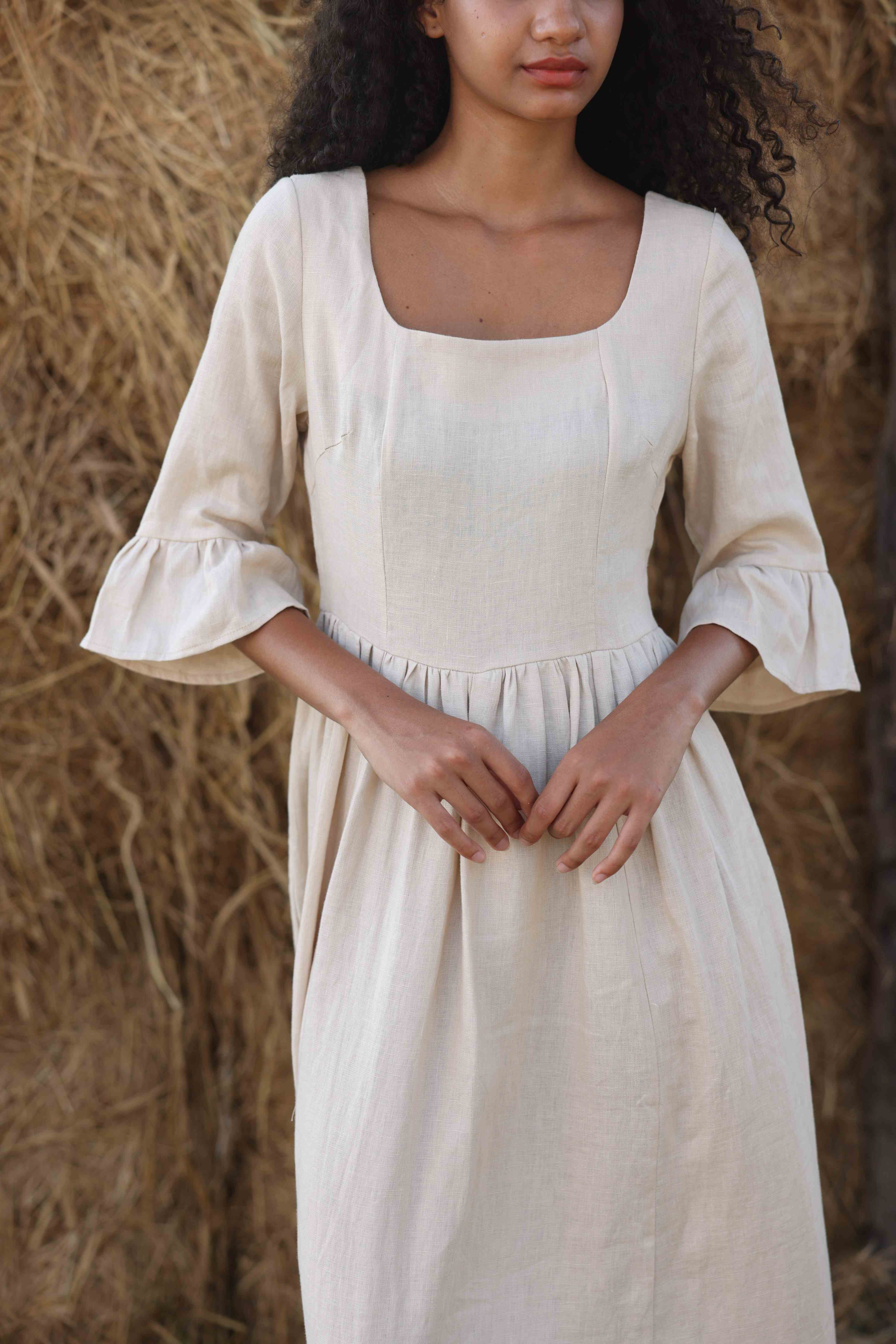 casual midi linen dress