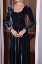 charcoal velvet maxi dress