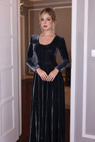 charcoal velvet maxi dress