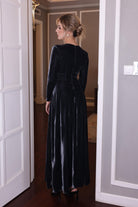 charcoal velvet maxi dress