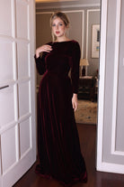 classic wine velvet maxi dress