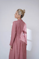 collared linen midi dress