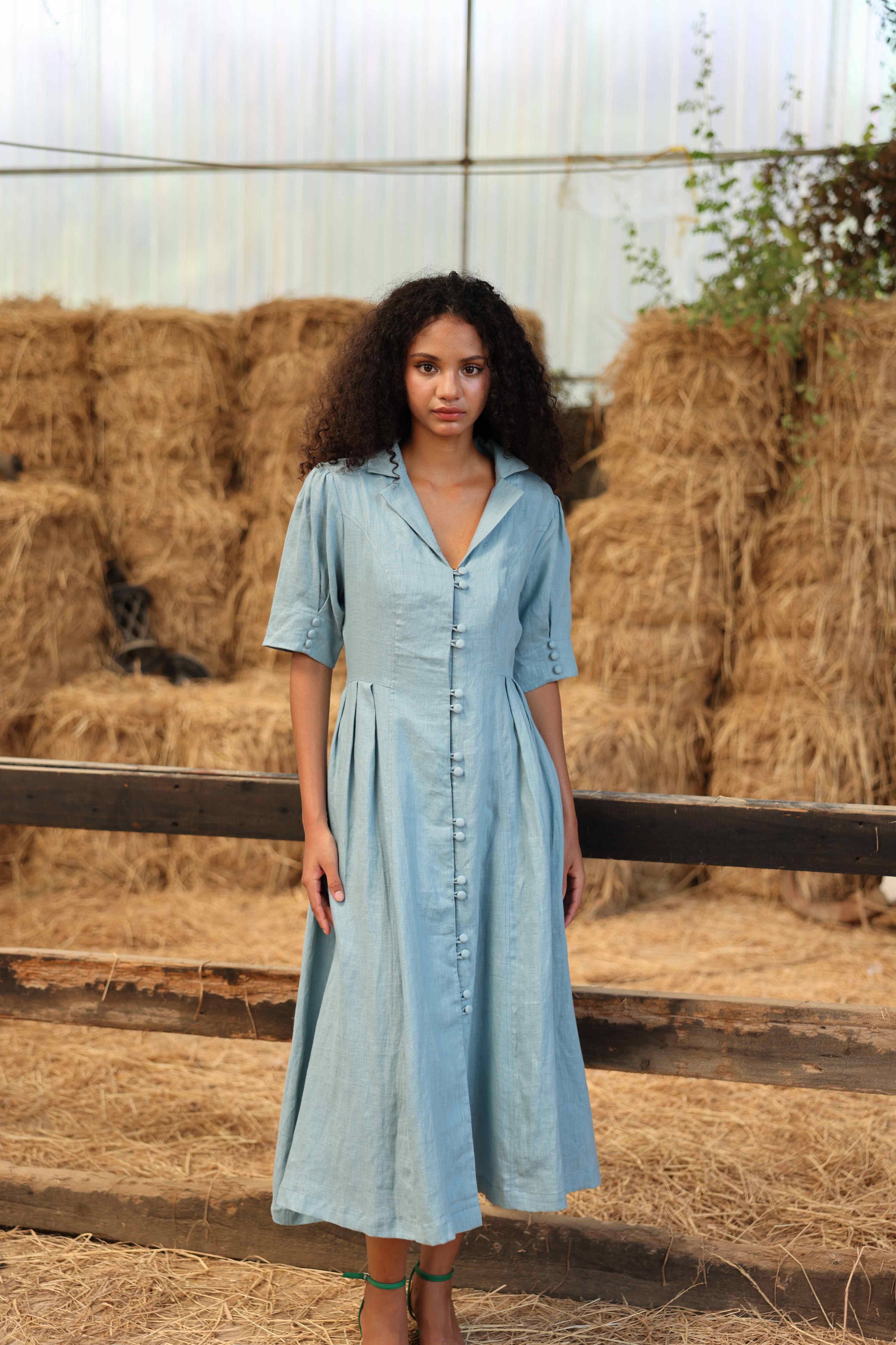 collared linen summer dress