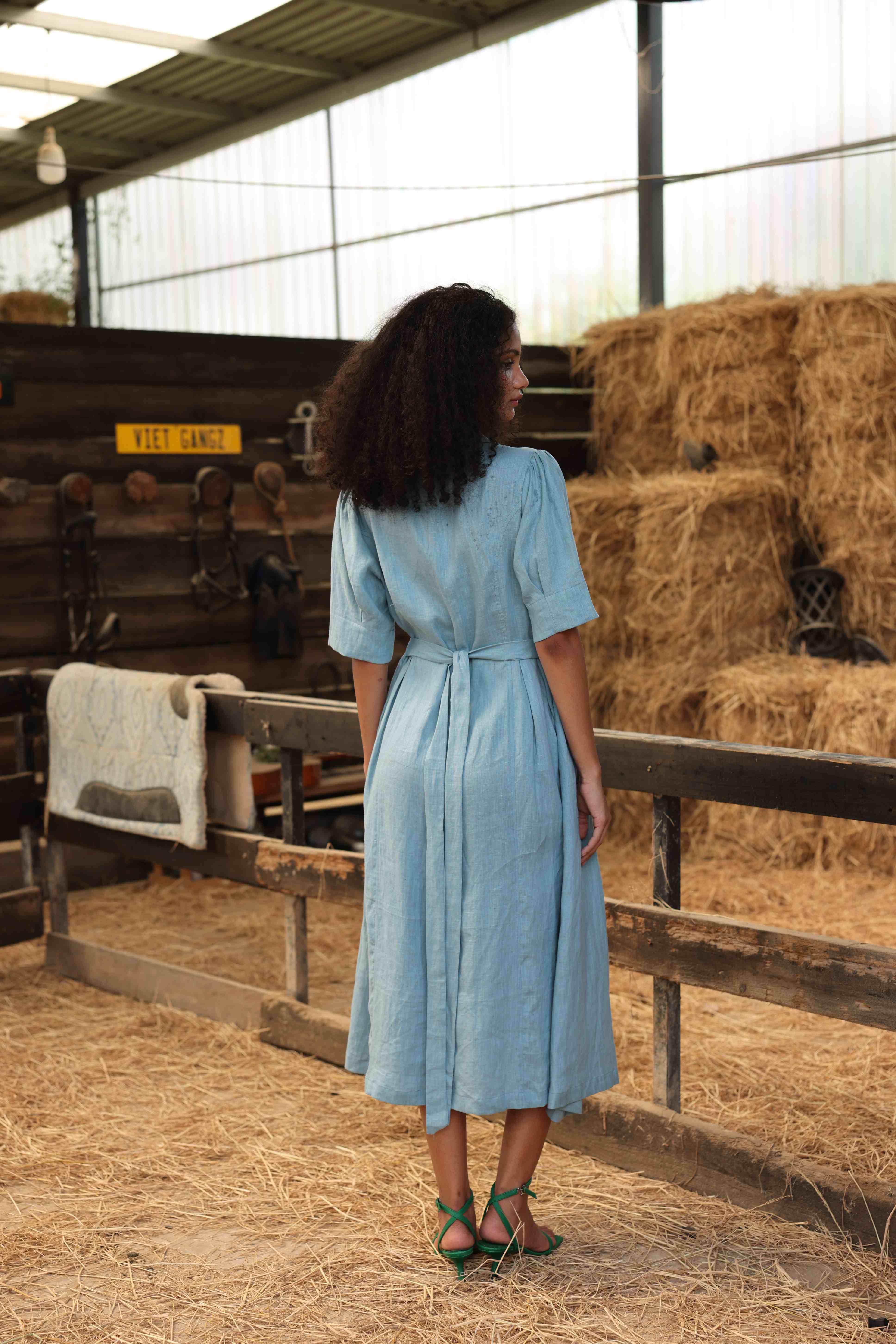 collared linen summer dress