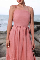 Criss cross back linen dress