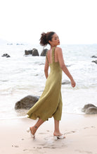 Cross halter linen dress