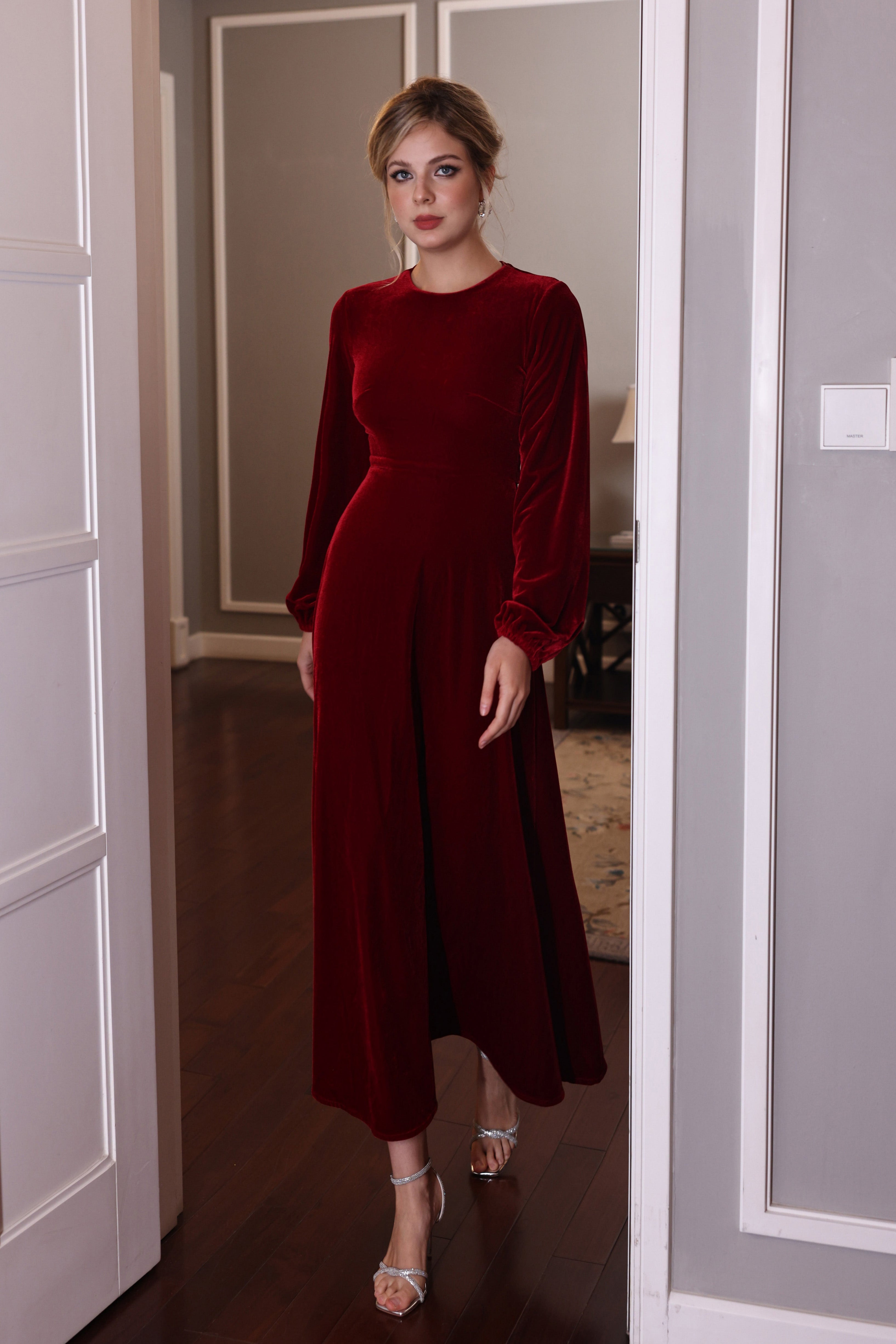 custom velvet evening dress