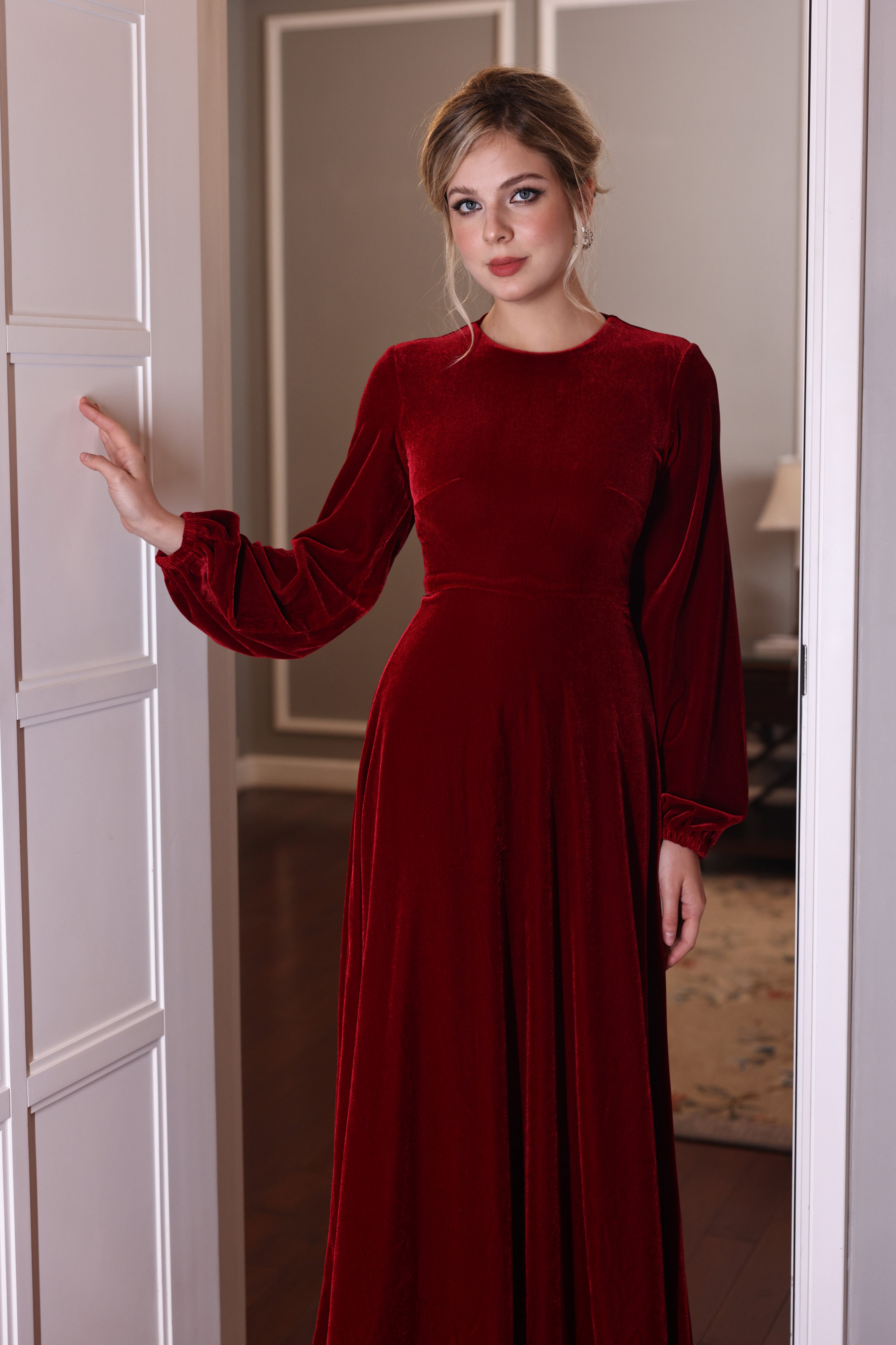 custom velvet evening dress