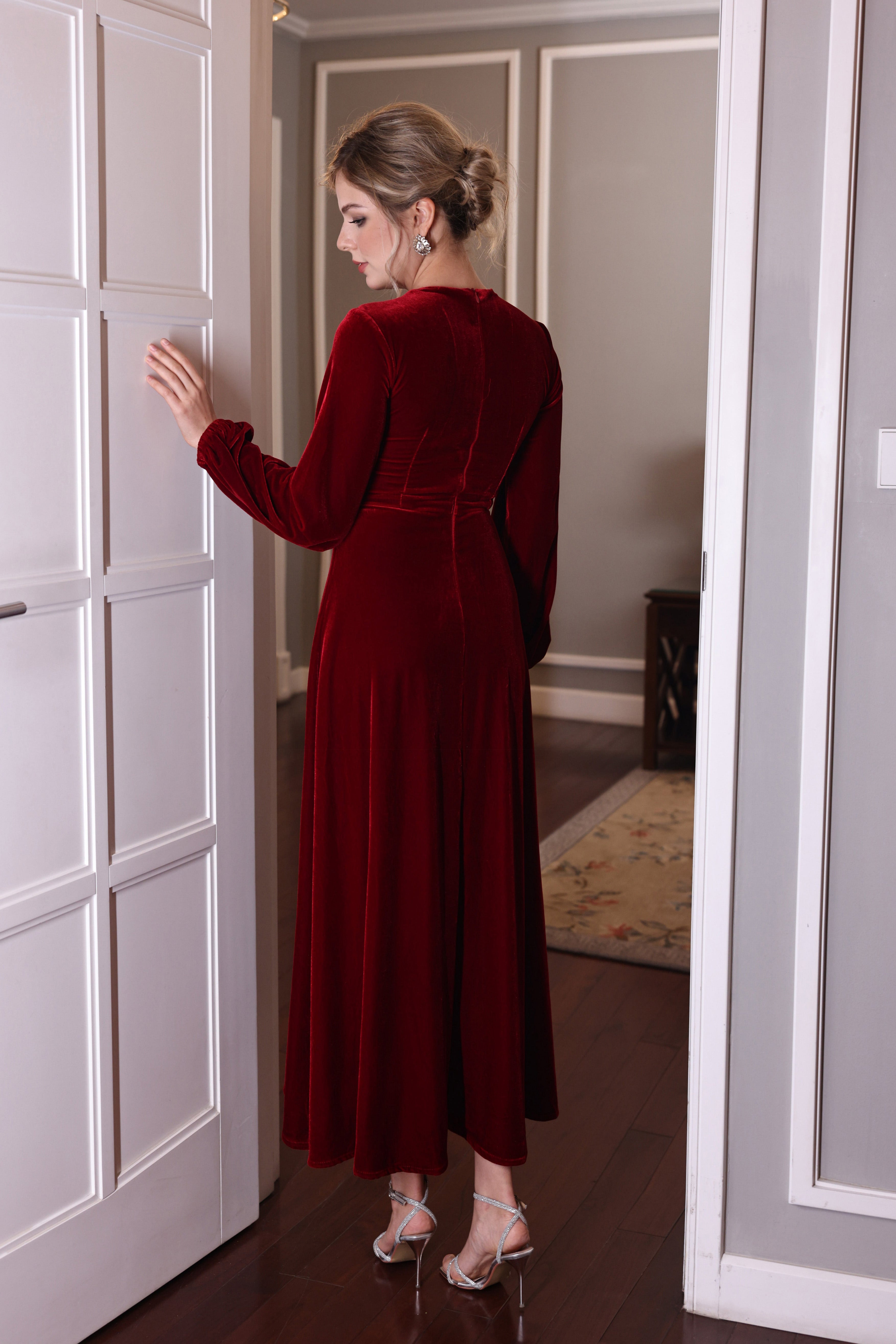 custom velvet evening dress
