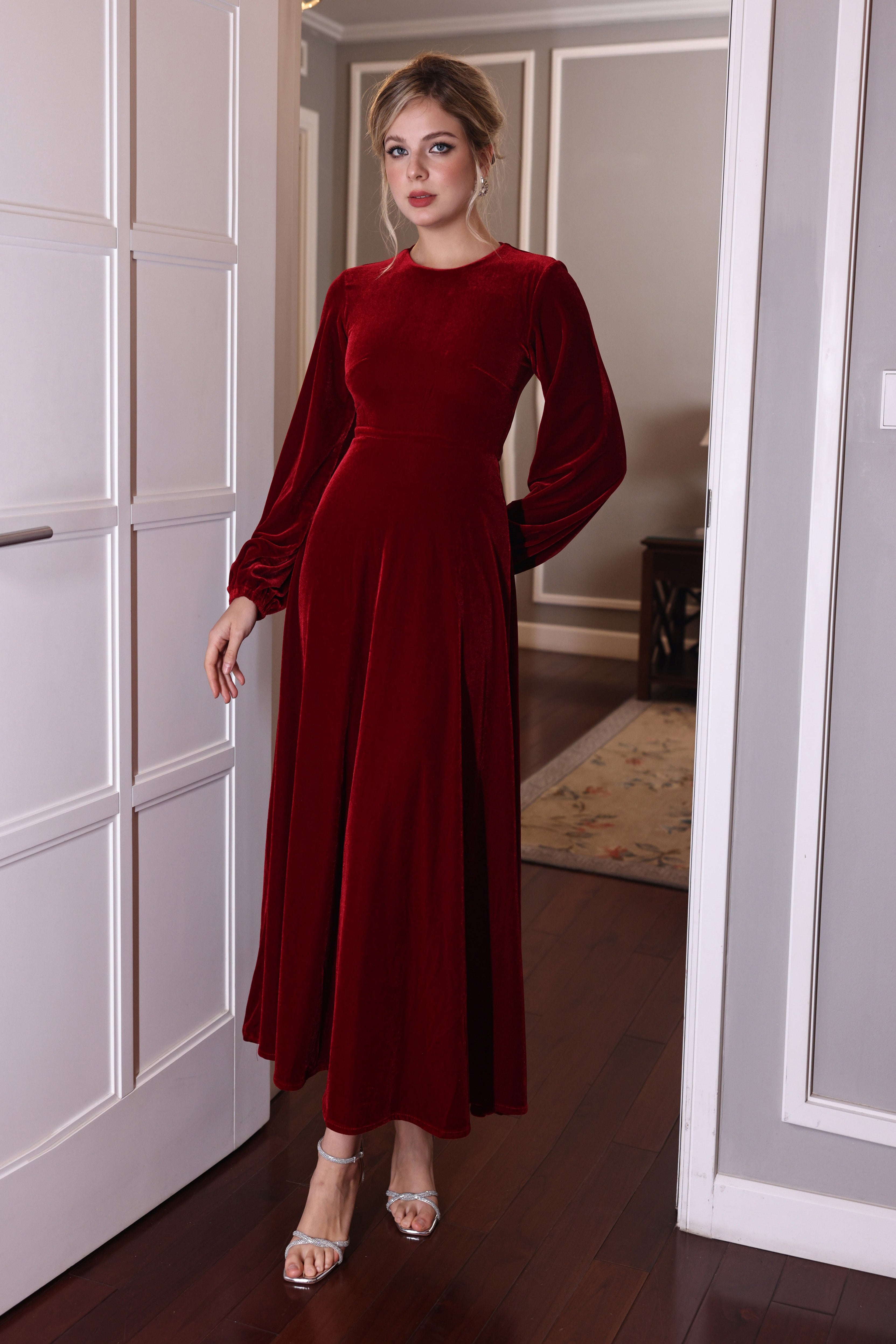 custom velvet evening dress