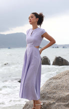 Cut-out linen summer dress
