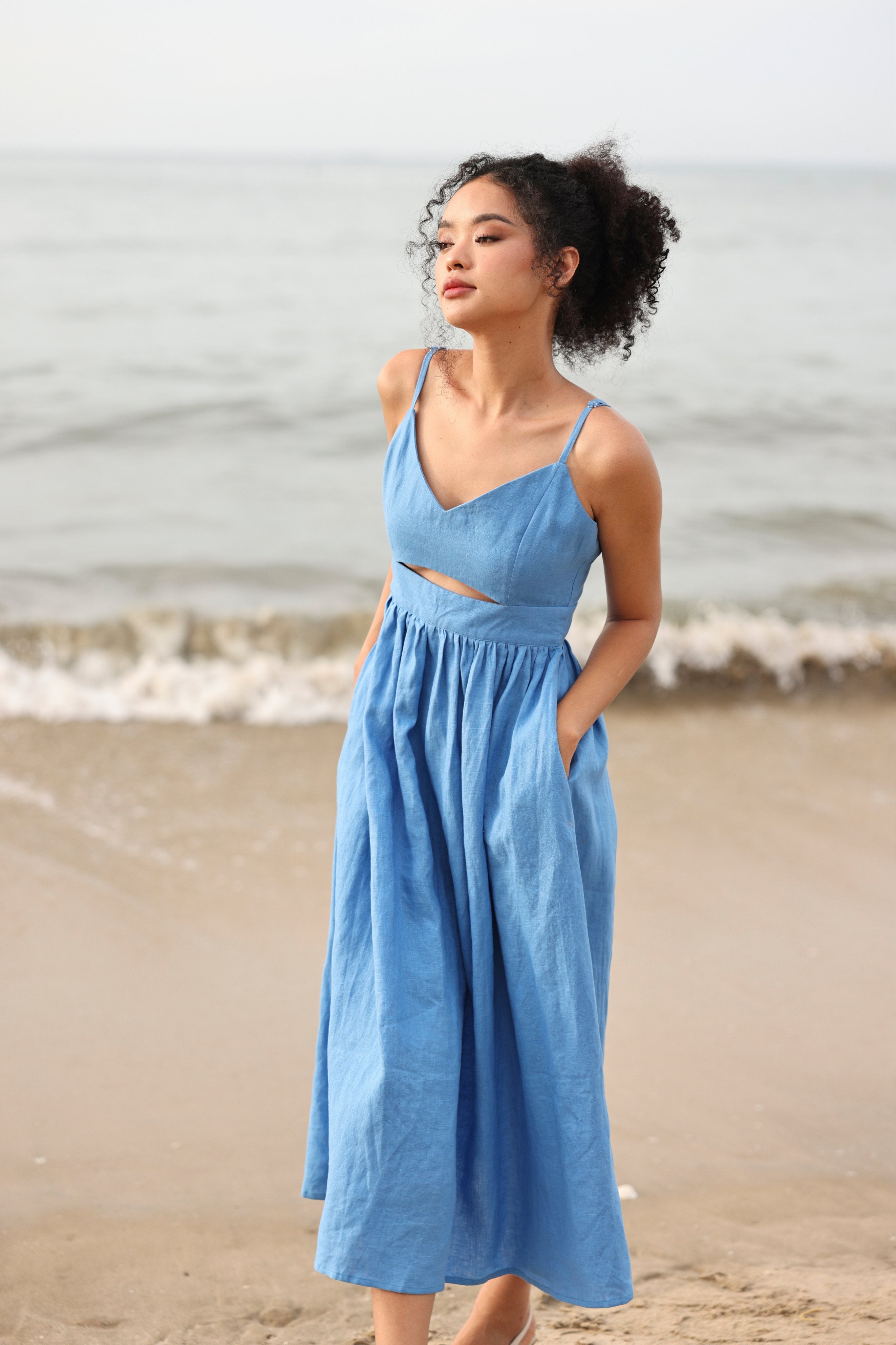 Cut-out linen sundress