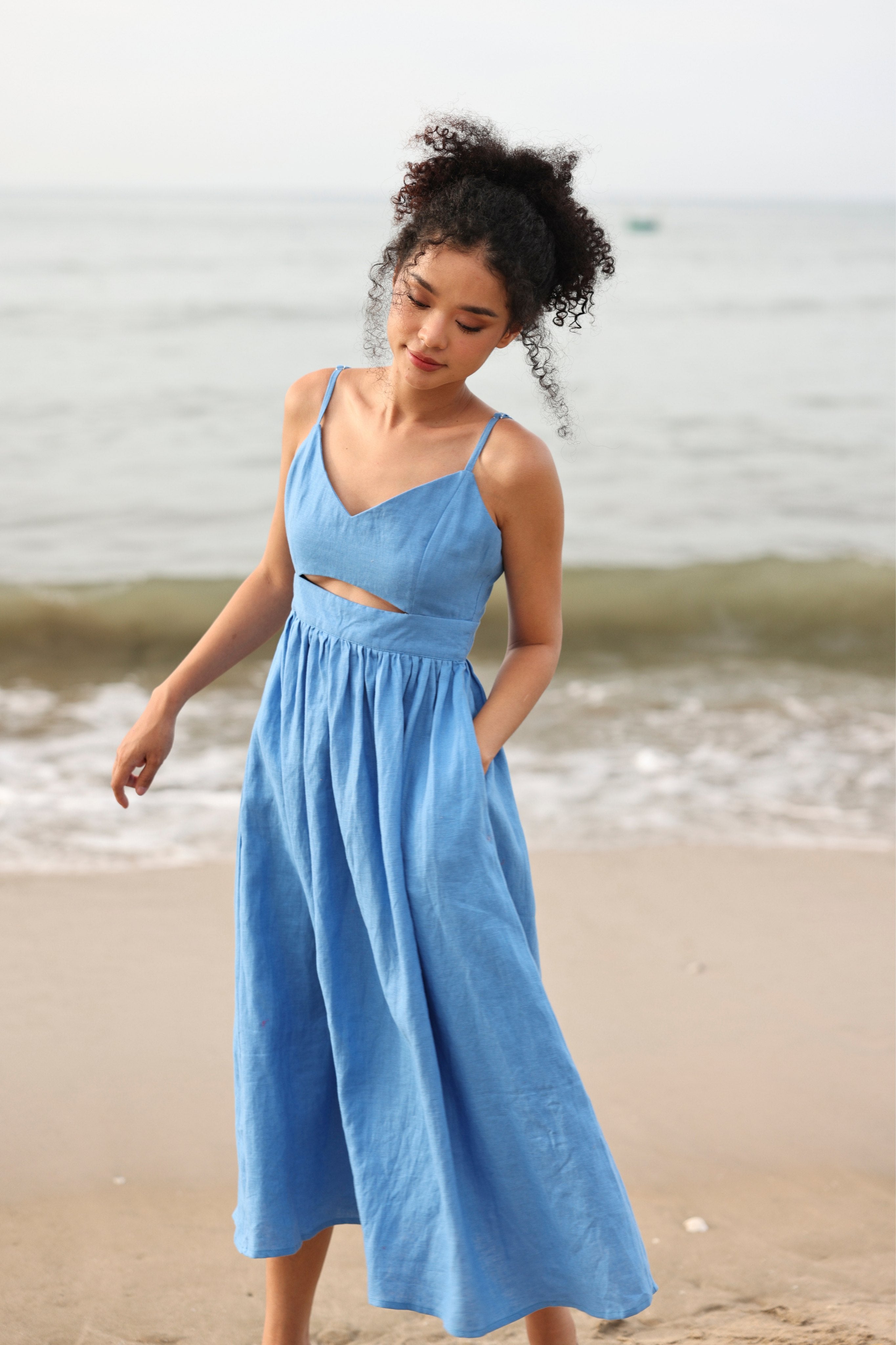 Cut-out linen sundress