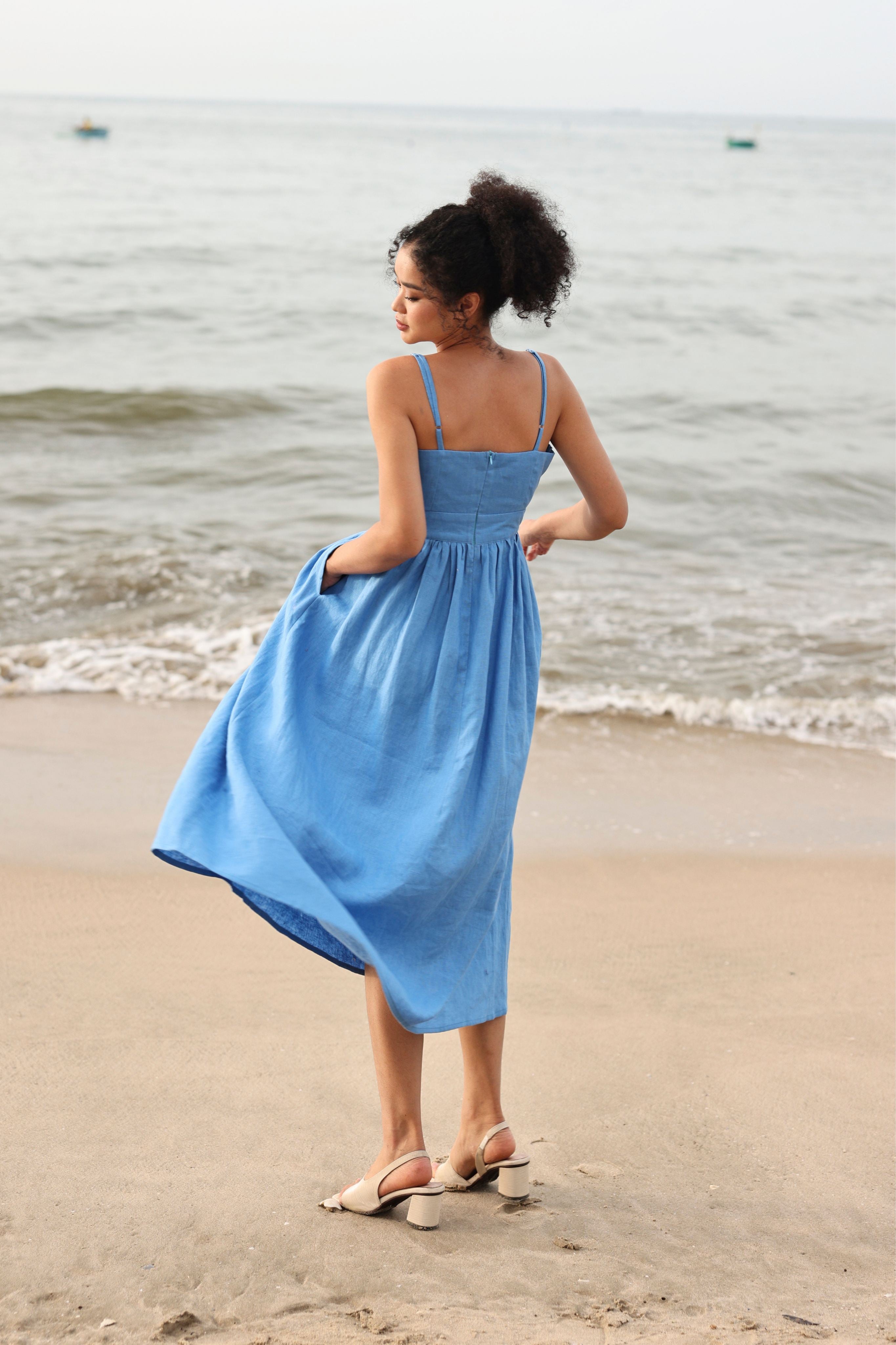 Cut-out linen sundress