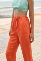Elastic waist linen pants