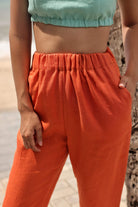 Elastic waist linen pants