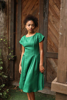 Elegant green linen dress