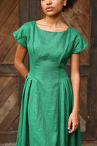 Elegant green linen dress