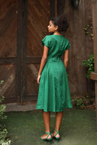 Elegant green linen dress
