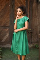 Elegant green linen dress