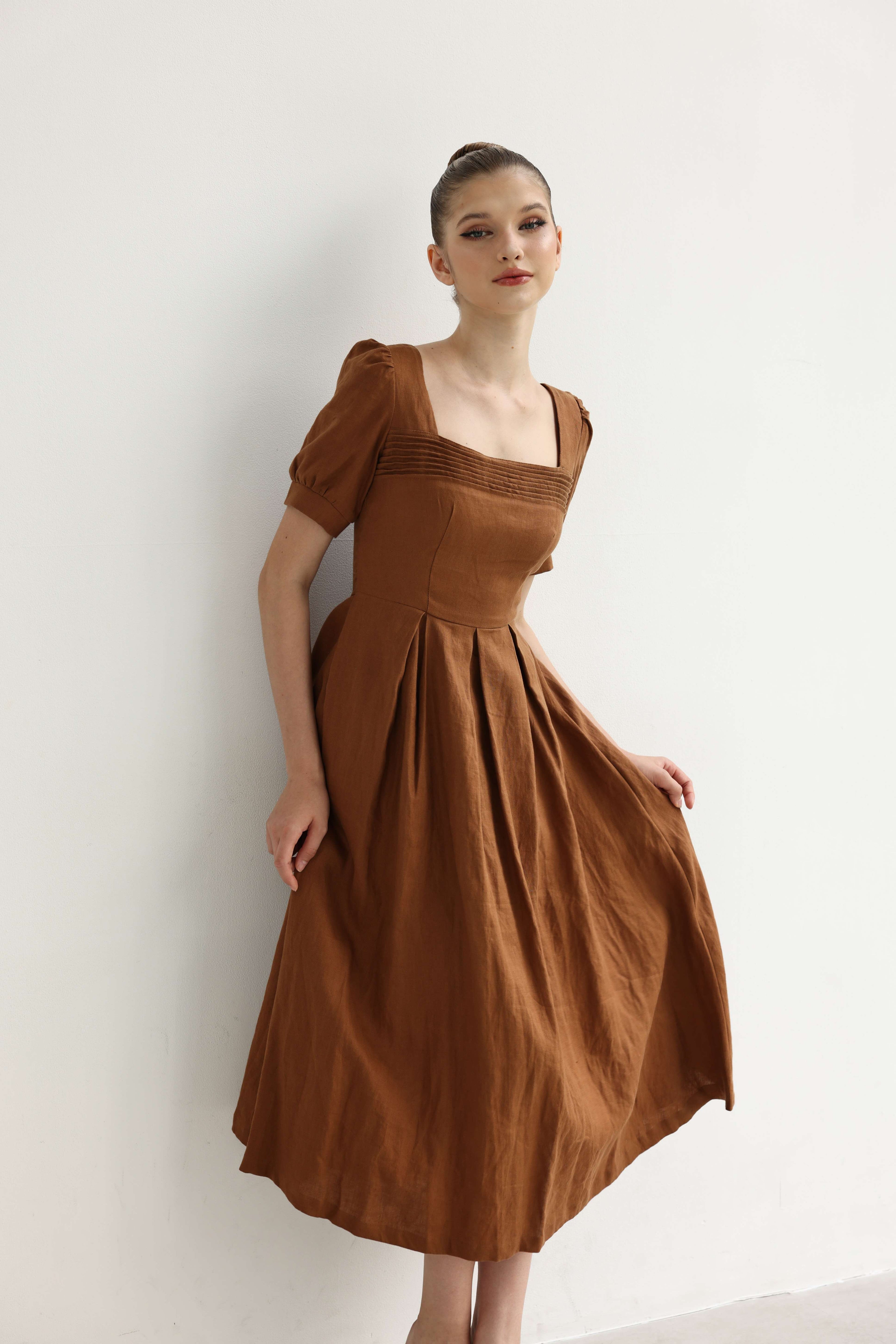Elegant linen summer dress