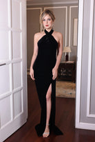 evening velvet maxi dress