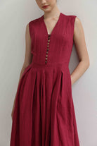 Flared linen midi dress