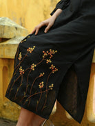 Floral embroidered black dress