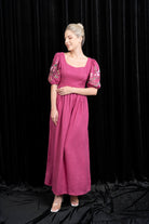 Floral embroidered linen dress