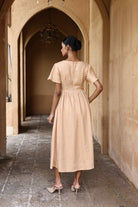 Linen flutter sleeve midi dress