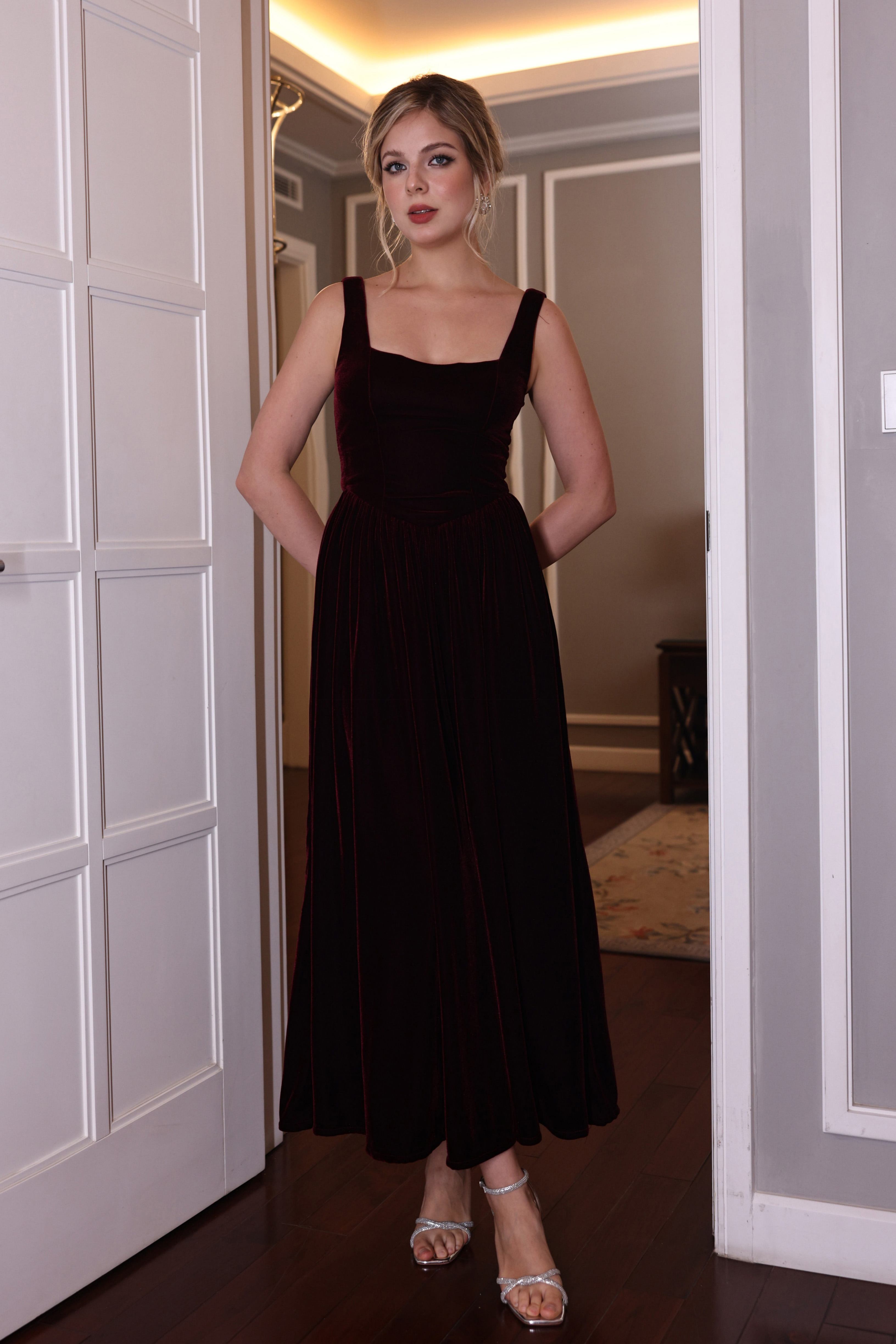 formal velvet maxi dress