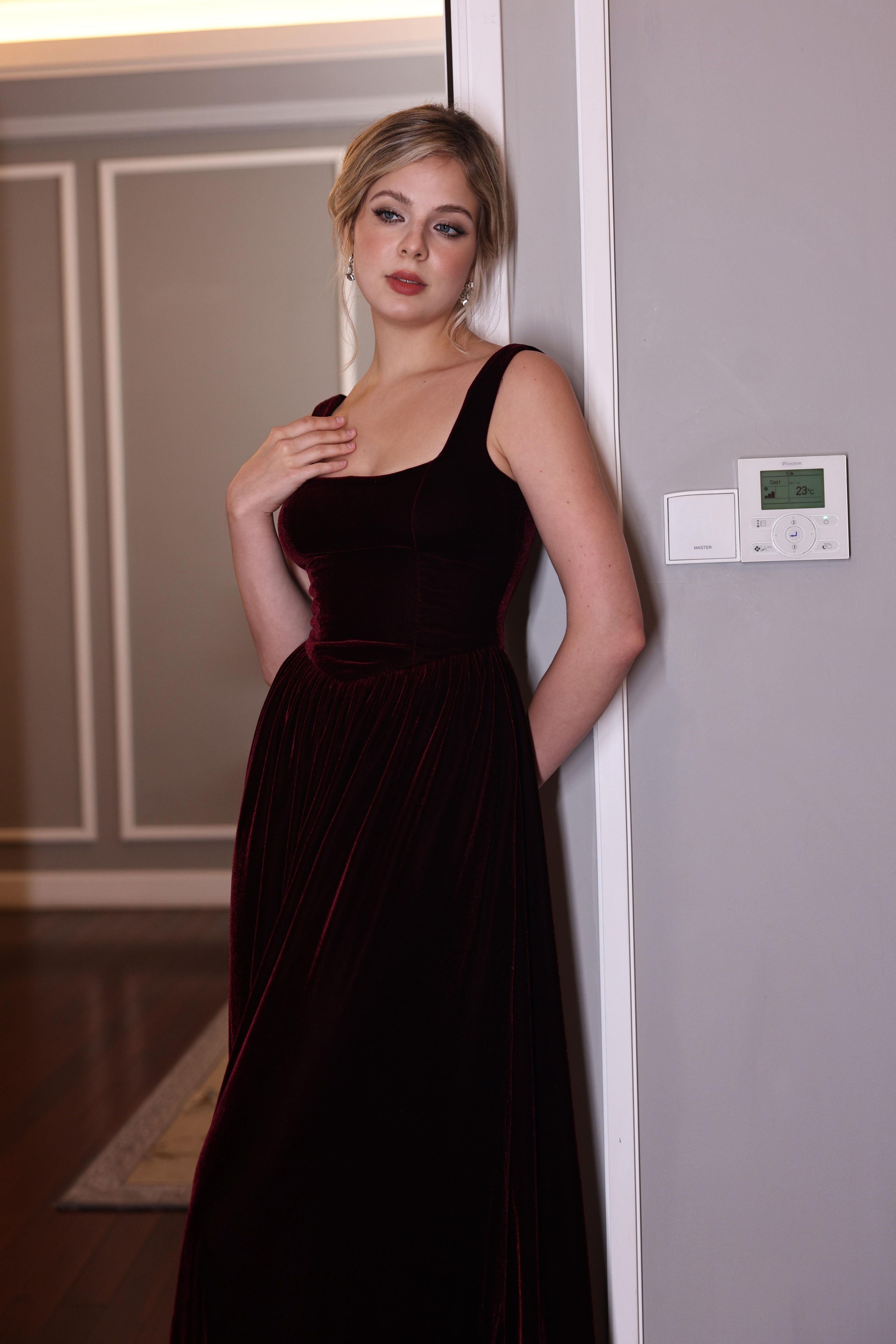 formal velvet maxi dress