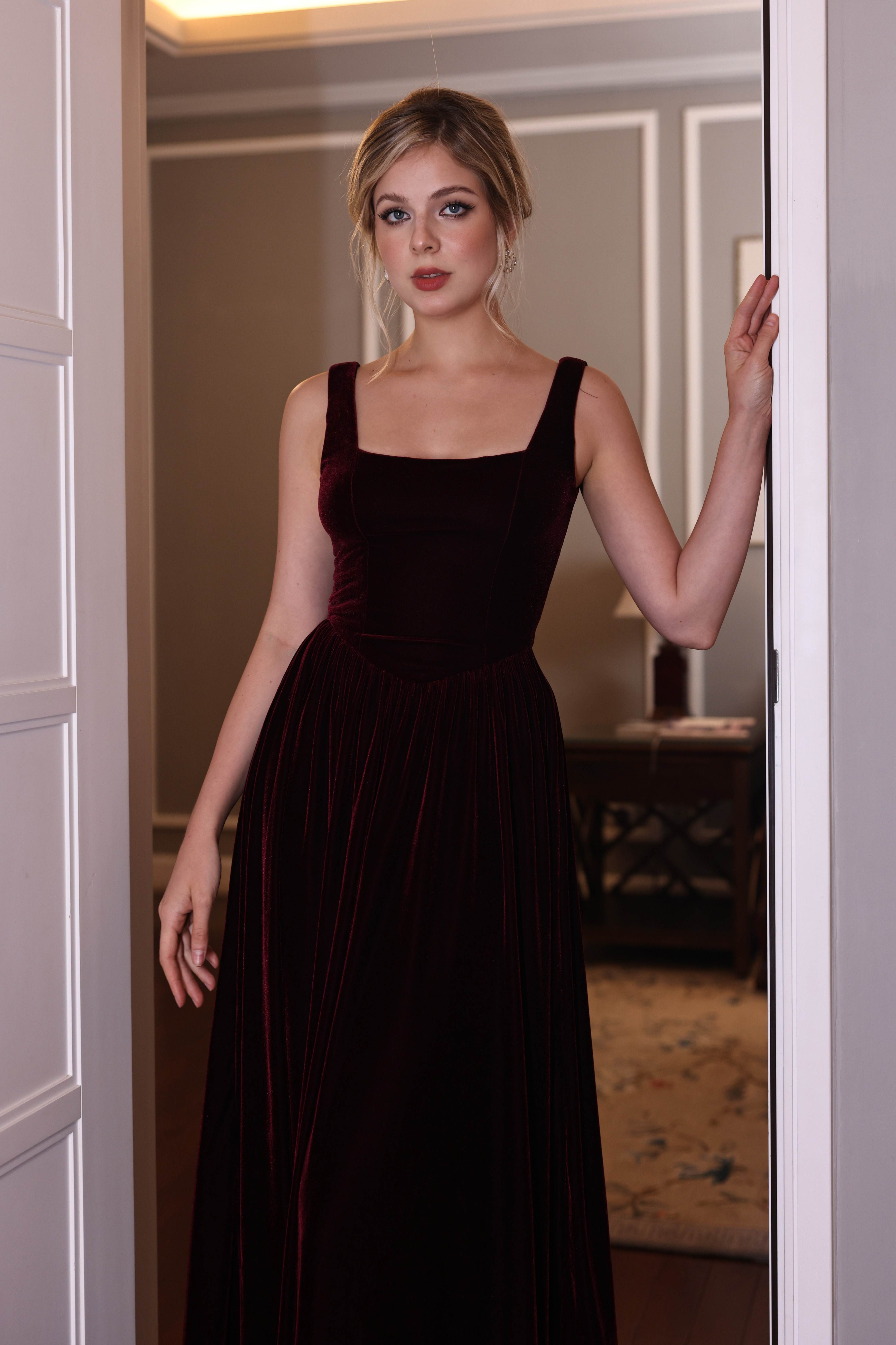 formal velvet maxi dress