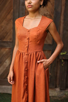 Front button linen summer dress