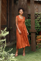 Front button linen summer dress