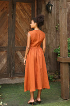 Front button linen summer dress