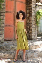 Green linen sundress