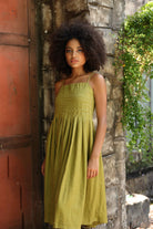 Green linen sundress