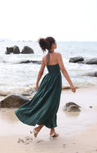 Halter tie linen dress