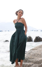 Halter tie linen dress