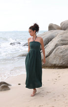 Halter tie linen dress