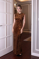 high crew velvet neck dress