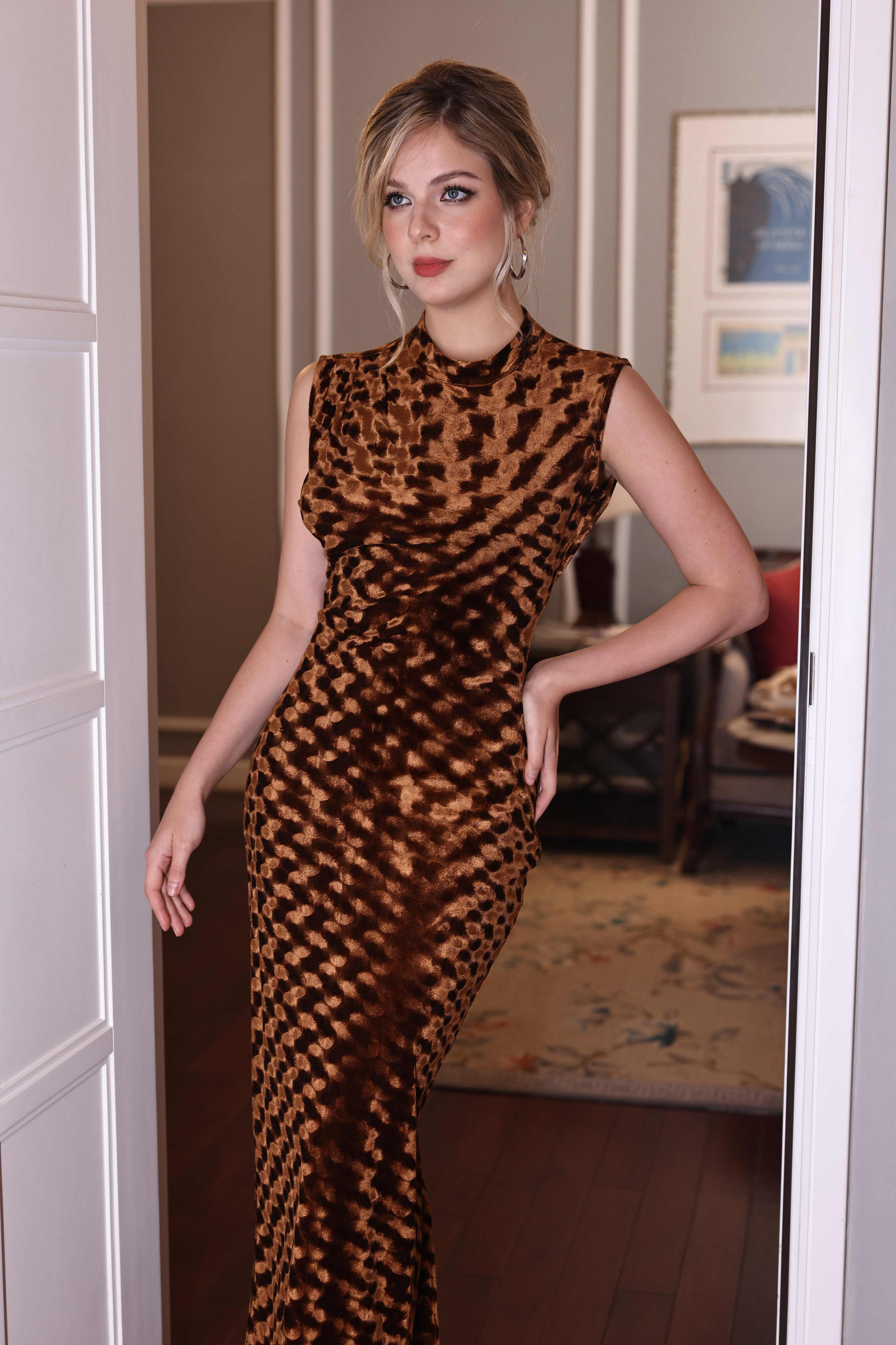 high crew velvet neck dress