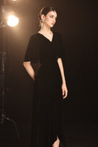 High-low velvet dress