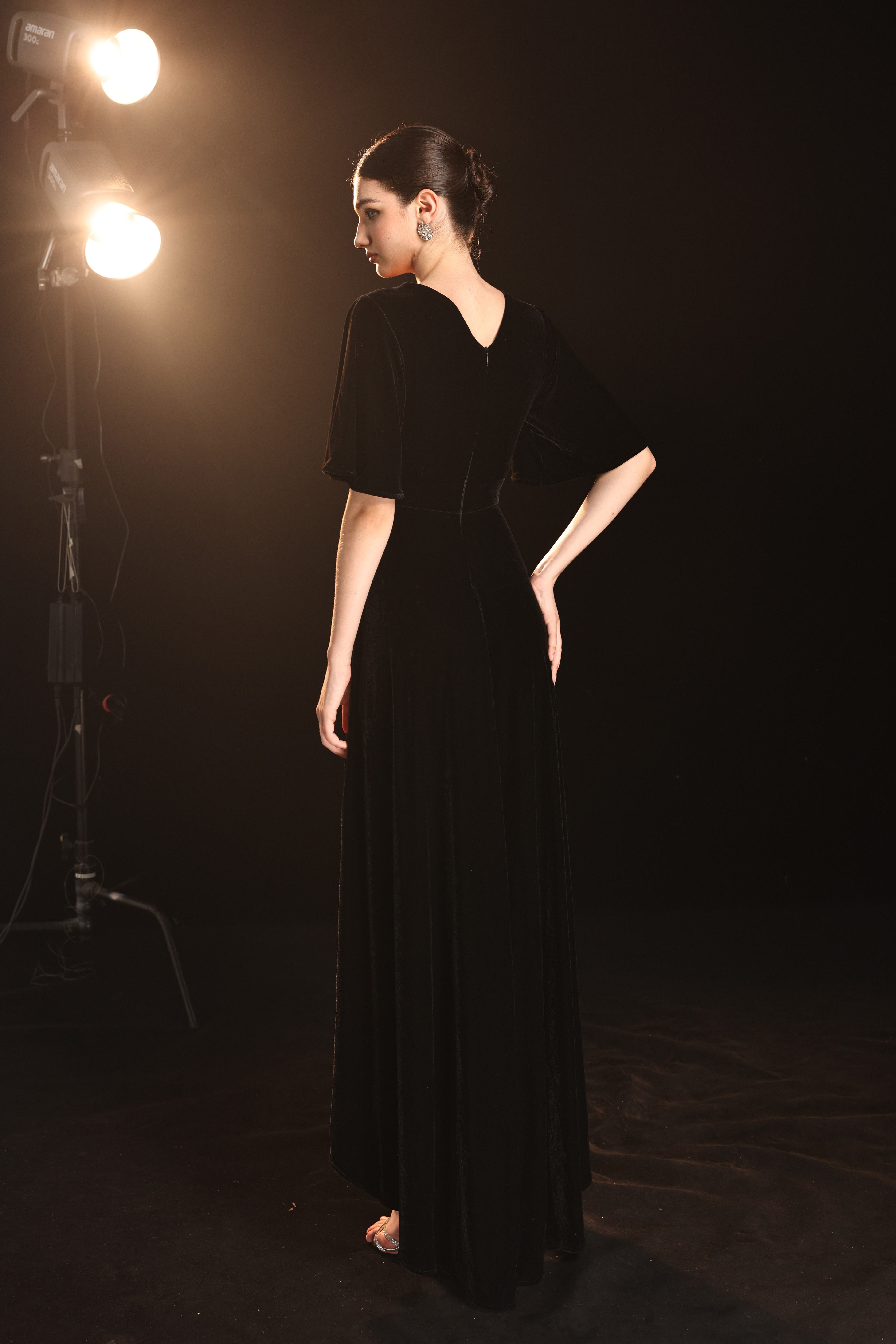 High-low velvet dress