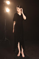 High-low velvet dress