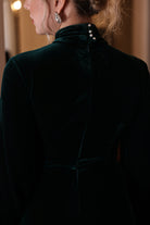 high neck velvet evening gown