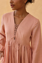 Lace up linen maxi dress
